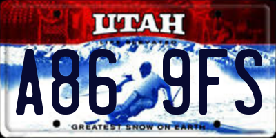 UT license plate A869FS