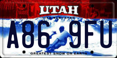 UT license plate A869FU