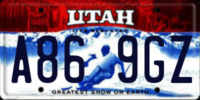 UT license plate A869GZ