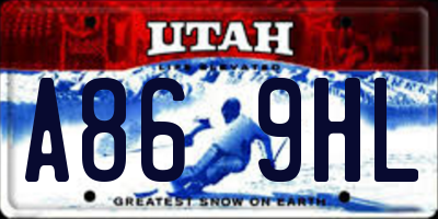 UT license plate A869HL