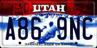 UT license plate A869NC