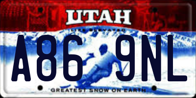 UT license plate A869NL