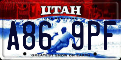 UT license plate A869PF