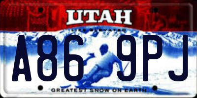 UT license plate A869PJ