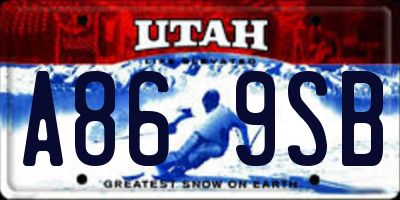 UT license plate A869SB