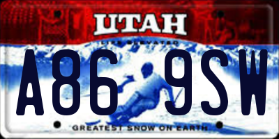 UT license plate A869SW