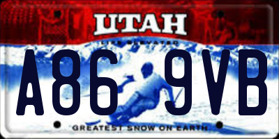 UT license plate A869VB