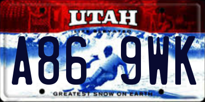 UT license plate A869WK