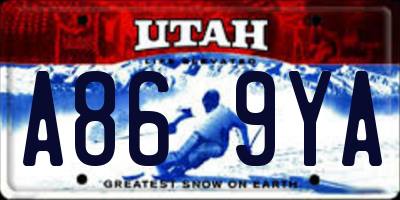 UT license plate A869YA