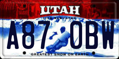 UT license plate A870BW