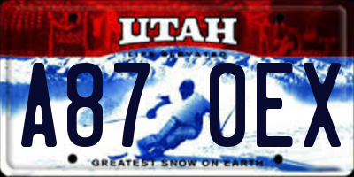 UT license plate A870EX
