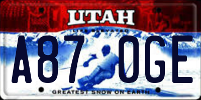 UT license plate A870GE
