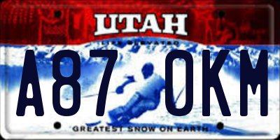UT license plate A870KM