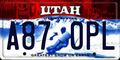 UT license plate A870PL