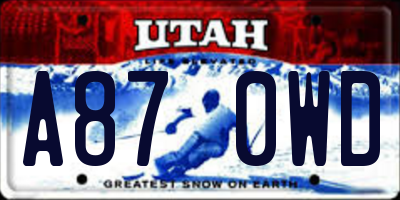 UT license plate A870WD