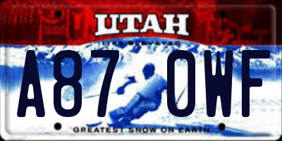 UT license plate A870WF