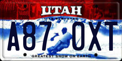UT license plate A870XT