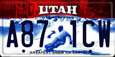 UT license plate A871CW