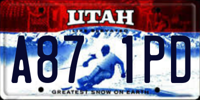 UT license plate A871PD