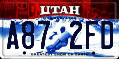 UT license plate A872FD