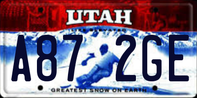 UT license plate A872GE