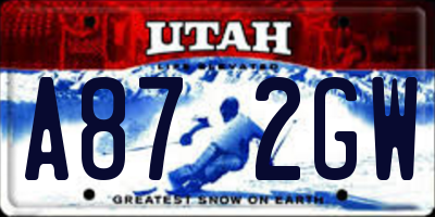 UT license plate A872GW