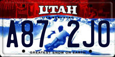 UT license plate A872JO