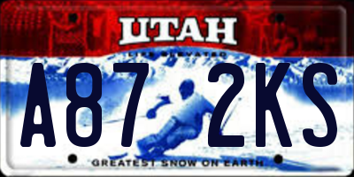 UT license plate A872KS