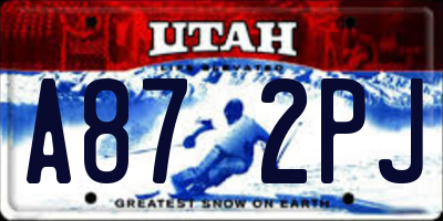 UT license plate A872PJ