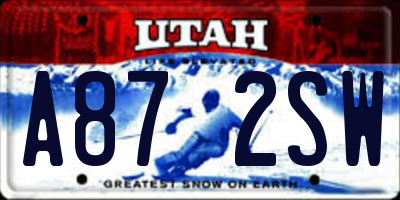 UT license plate A872SW