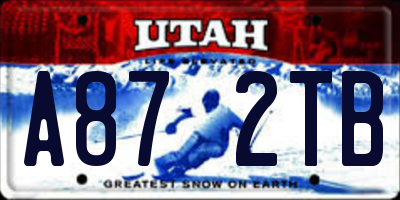 UT license plate A872TB