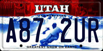 UT license plate A872UR