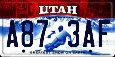 UT license plate A873AF