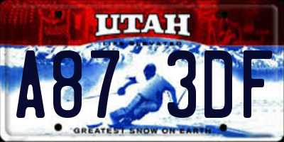 UT license plate A873DF