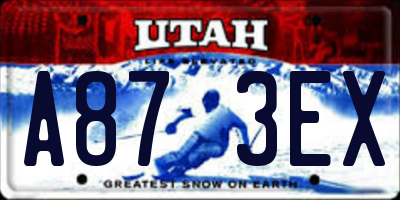 UT license plate A873EX
