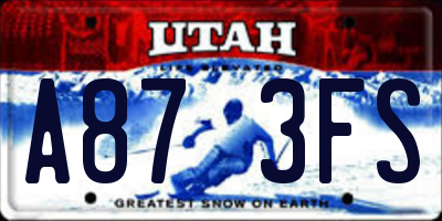 UT license plate A873FS