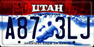 UT license plate A873LJ