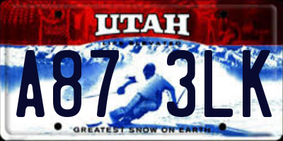 UT license plate A873LK