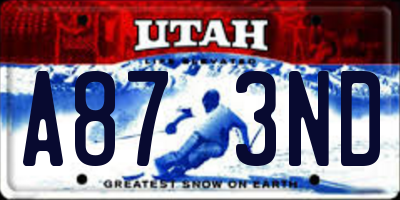 UT license plate A873ND