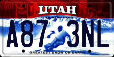 UT license plate A873NL