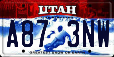 UT license plate A873NW