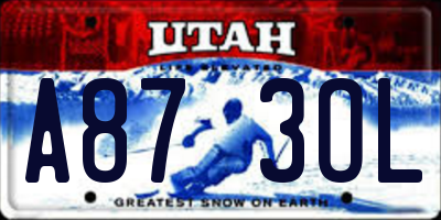 UT license plate A873OL