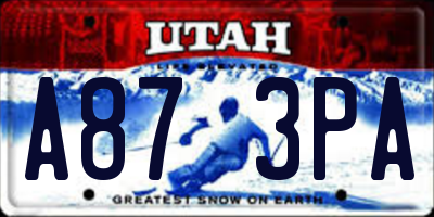 UT license plate A873PA