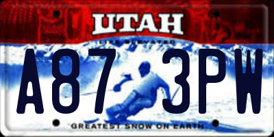 UT license plate A873PW