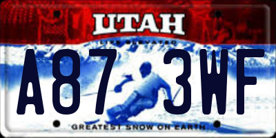 UT license plate A873WF