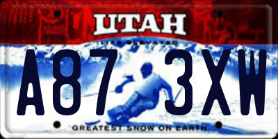 UT license plate A873XW