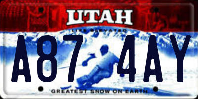 UT license plate A874AY