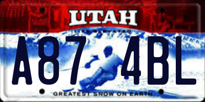 UT license plate A874BL