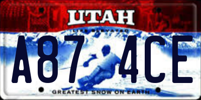 UT license plate A874CE