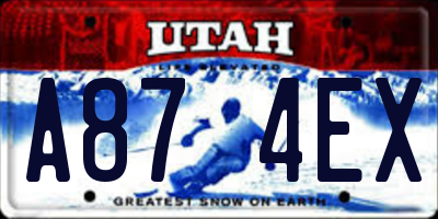 UT license plate A874EX